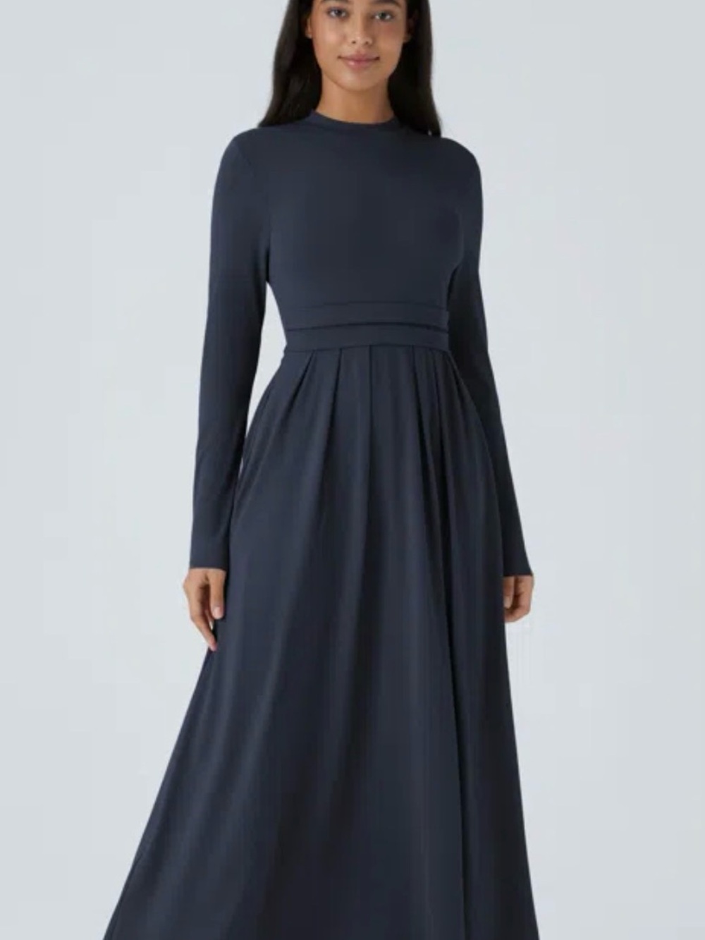 NWT Halara Mock-neck Long Sleeve Flare Maxi Casual Dress eclecticgrandpa winter
